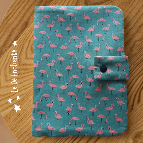 Protège carnet de santé en coton imprimé flamants roses - housse carnet de santé - fait main - cadeau de naissance