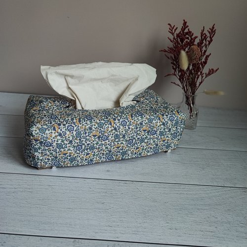 Housse de boîte de mouchoirs réversible coton bio