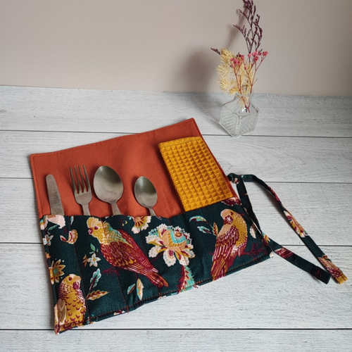Pochette couverts nomade coton bio