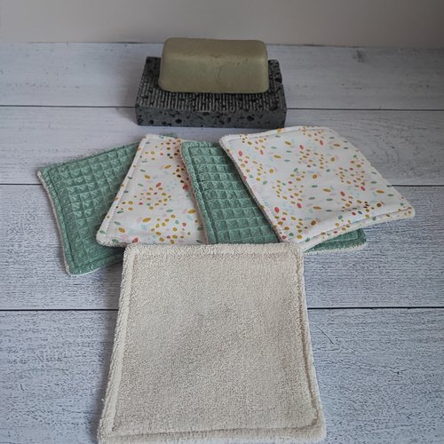 Lot 5 lingettes - micro éponge coton biologique