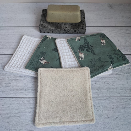 Lot 5 lingettes - micro éponge coton biologique