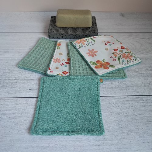 Lot 5 lingettes - micro éponge coton biologique
