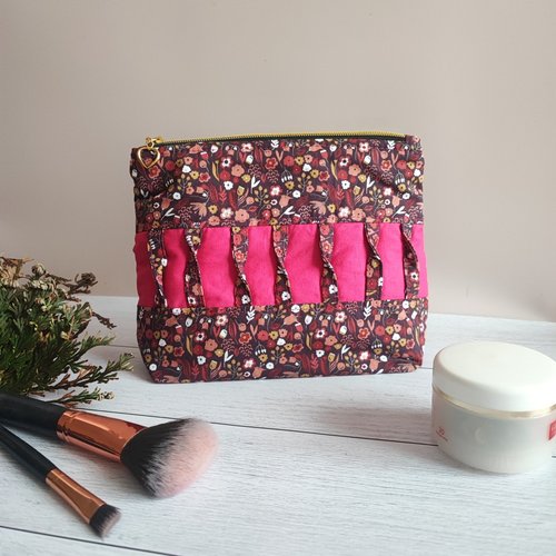 Trousse de maquillage molletonnée | coton biologique | fait-main en france