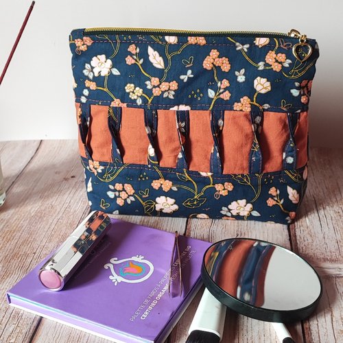 Trousse de maquillage molletonnée | coton biologique | fait-main en france