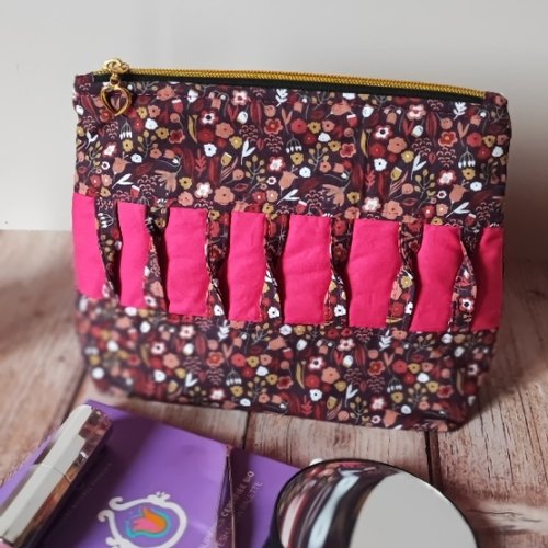 Trousse de maquillage molletonnée | coton biologique | fait-main en france