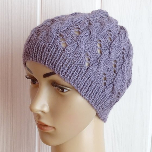 Bonnet femme hermione violet en laine
