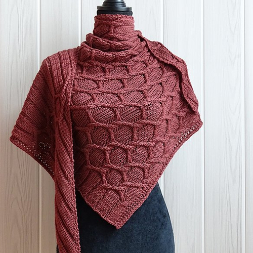 Châle bordeaux en laine mérinos