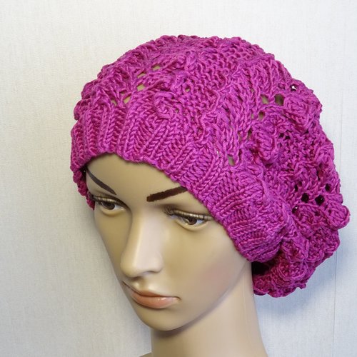 Béret femme rose en coton