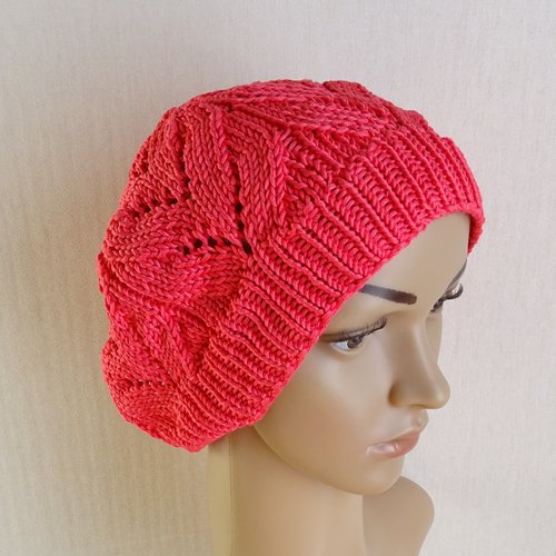 Béret corail en coton