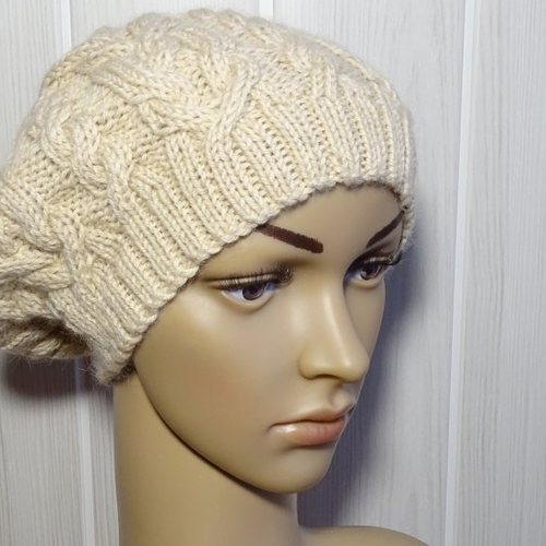 Bonnet femme beige en laine