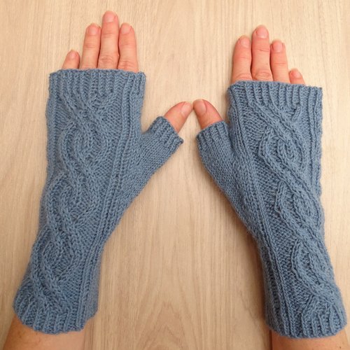 Mitaines femme bleues en laine