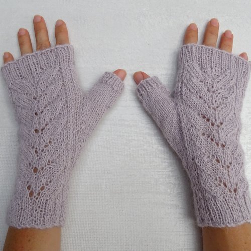 Mitaines femme lilas en laine alpaga