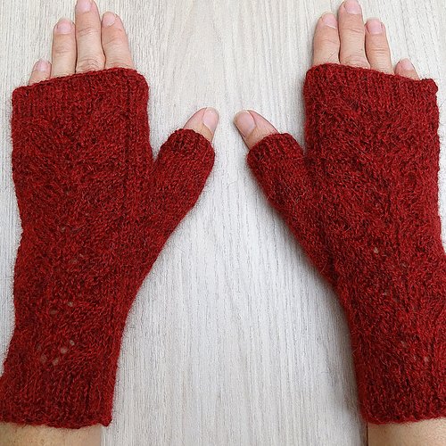 Mitaines rouge bordeaux en alpaga