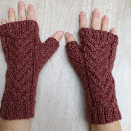 Mitaines femme bordeaux en laine