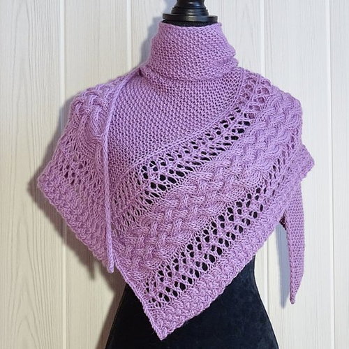 Châle rose en laine tricoté main