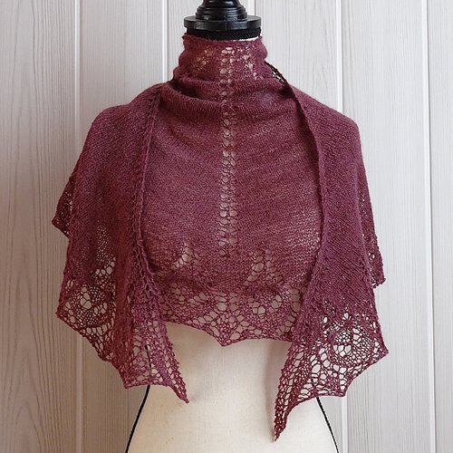 Châle bordeaux en laine alpaga tricoté main