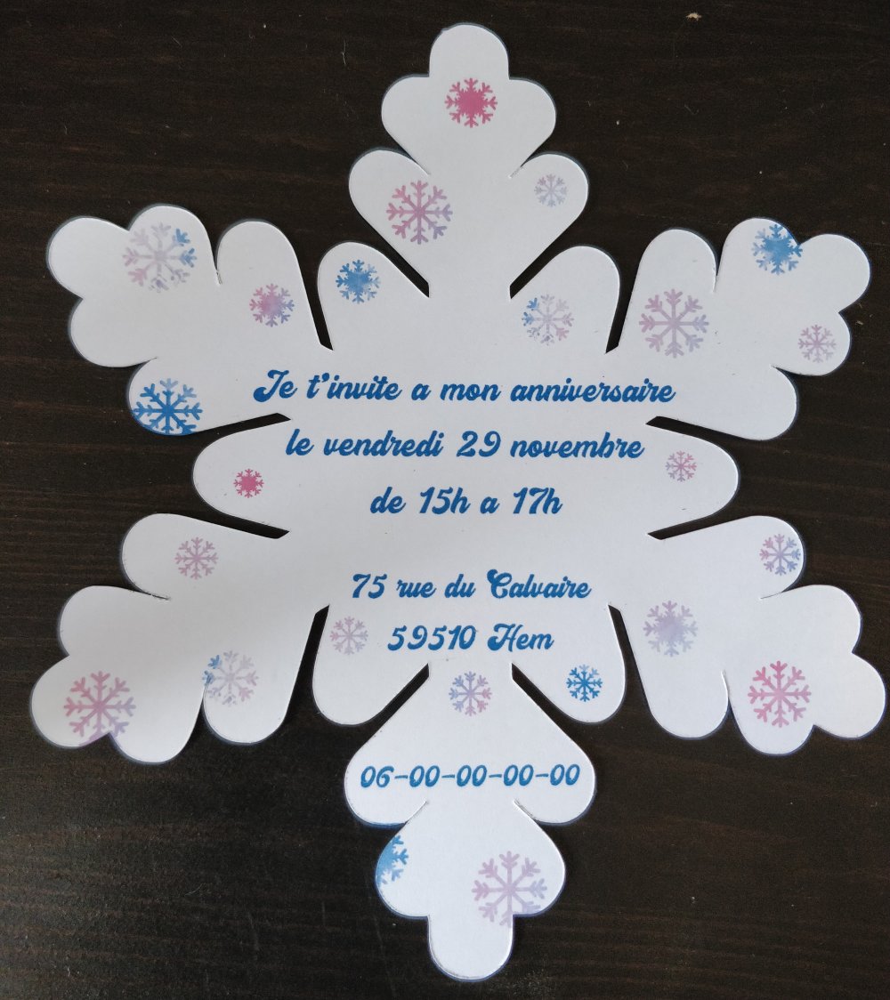 Lot De 10 Cartes D Invitation Anniversaire Flocon De Neige Pour Enfants Personnalisees Un Grand Marche