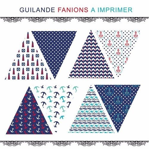 Guirlande Fanions A Imprimer Bleu Blanc Fanions Triangle Decoration Chambre Enfant Un Grand Marche