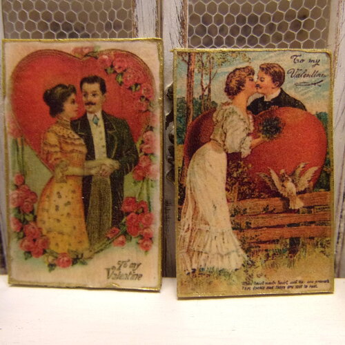 1 plaque miniature, saint valentin, couple rétro, amoureux, mini tableau, maison de poupées, échelle 1:12, carte postale, dollhouse sign