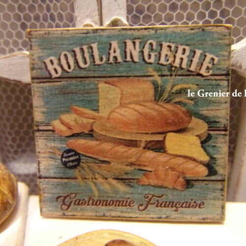 1 plaque miniature en bois mini panneau boulangerie pain français pour maison de poupées échelle 1:12 dollhouse french bakery baker's sign