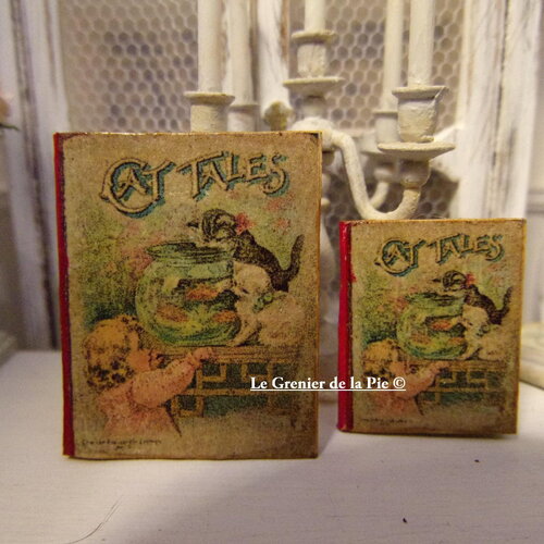 1 livre miniature cat tales mini chat bibliothèque chambre enfant style vintage maison de poupées 1:12 1 6
