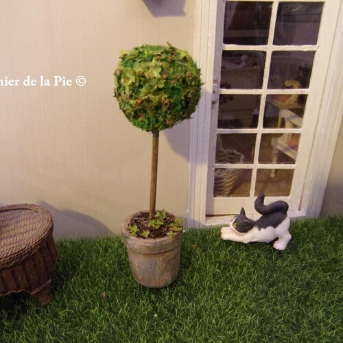 1 buis topiaire arbuste boule miniature avec pot de fleurs pour maison de poupées échelle 1:12 fait main mini jardin français dollhouse