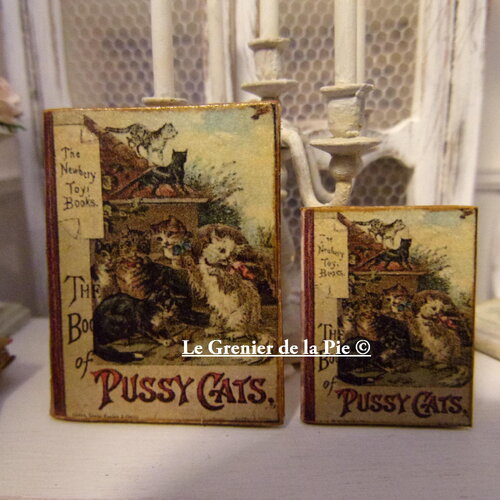 1 livre d'enfant miniature book of pussy cats mini chat bibiliothèque pour maison de poupées échelle 1/12 1/6 déco conte rétro