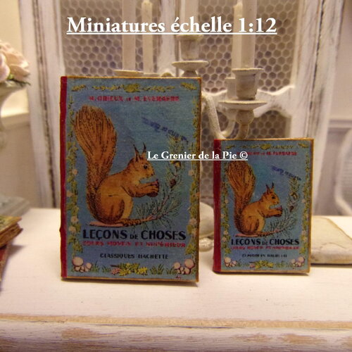 1 livre miniature leçons de choses mini manuel scolaire français pour maison poupées échelle 1:12 1/6 déco écureuil roux rétro