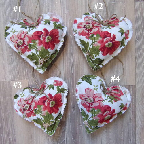 1 coeur en tissu à suspendre pivoine rose rouge décoration de clé coussin de porte motif fleurs printemps