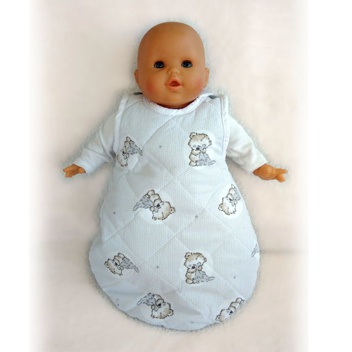 Gigoteuse / turbulette en tissu matelassé pour poupée et poupons de 36 cm - motif ourson