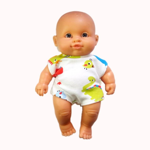 Body pour poupons de 21 cm (miniland, paola reine) en jersey - motif dino rigolo