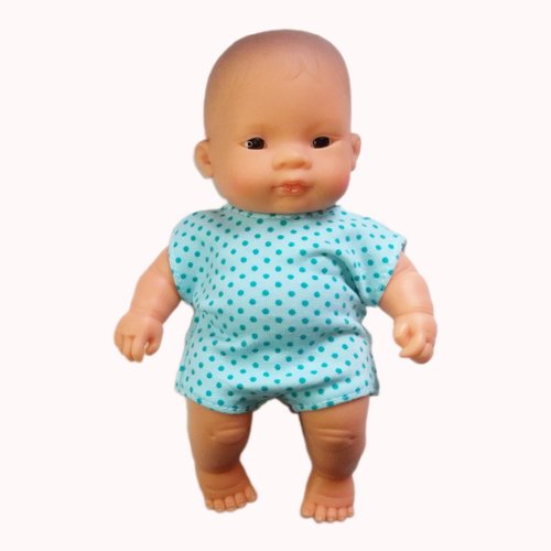 Body pour poupons de 21 cm (miniland, paola reine) en jersey - motif pois