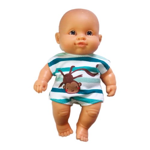 Body pour poupons de 21 cm (miniland, paola reine) en jersey - motif petit singe espiègle