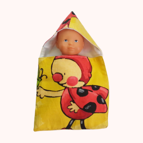 Nid d'ange pour poupon de 20 cm en coton - motif coccinelle