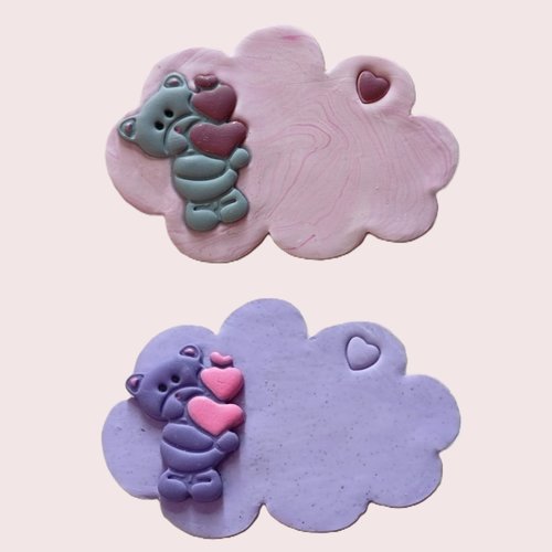 Badge personnalisable en fimo pour infirmière, sage-femme, etc. - modèle "ourson"