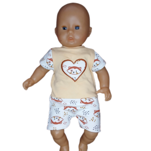 Body type barboteuse / maillot de bain 1 pièce en jersey pour poupons de 30 cm (corolle, paola reina, etc.) - motif panda roux