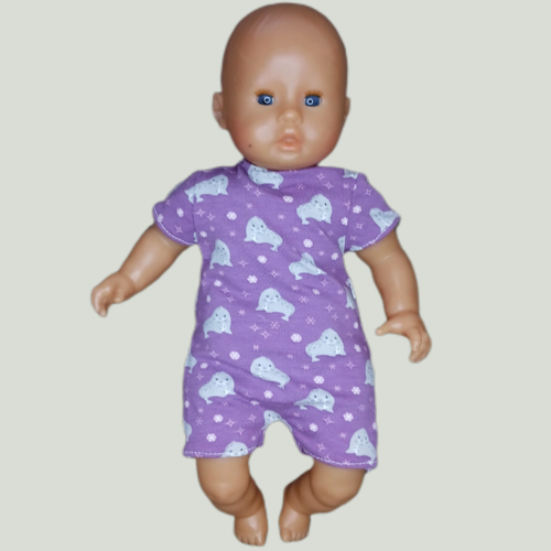Body type barboteuse / maillot de bain 1 pièce en jersey pour poupons de 30 cm (corolle, paola reina, etc.) - motif petit phoque