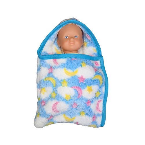 Nid d'ange pour poupon de 20 cm en minky tout doux - motif lune et étoiles