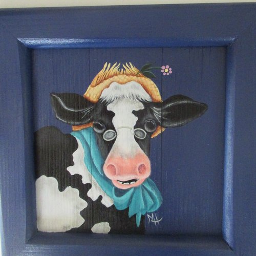 Vache peinte a la main a l acrylique