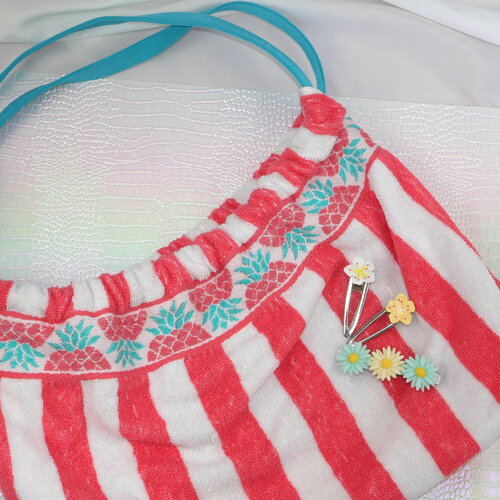 Sac cabas éponge upcyclé - "tropical stripes"