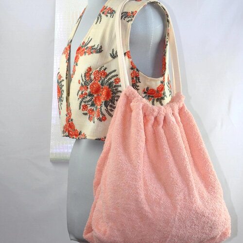 Sac cabas éponge upcyclé - "sweet peach"