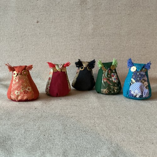 Chouette à la lavande et coton japonais.
