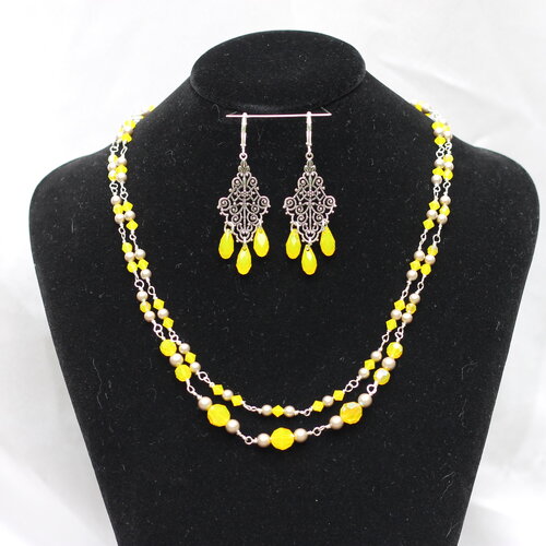 Ensemble tout swarovski jaune mimosa