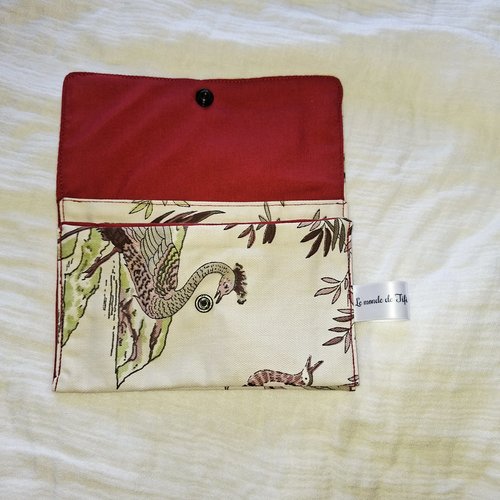 Porte-feuille double poches -cigogne