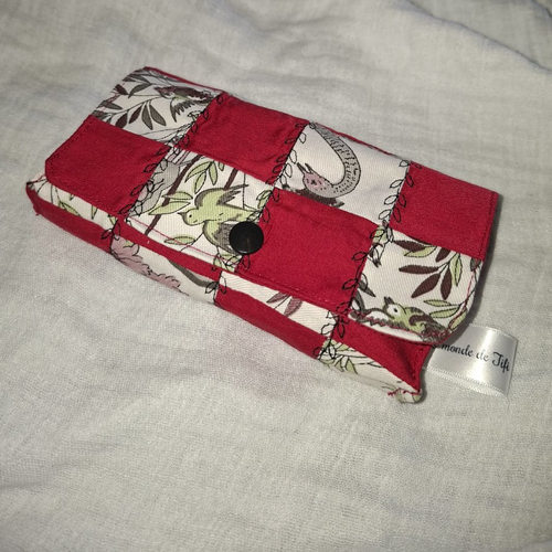 Petite pochette recyclée -cigogne