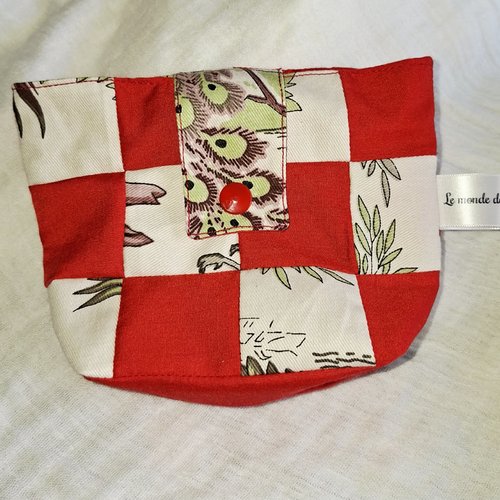 Petite pochette patchwork - cigogne
