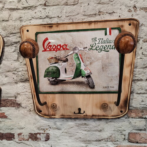 Porte casque duo plaque vespa italian légende licence nostalgic art personnalisable