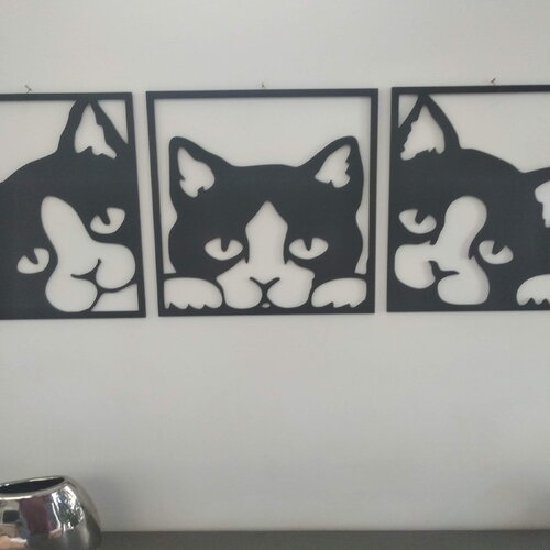 Chat en triptyque origami