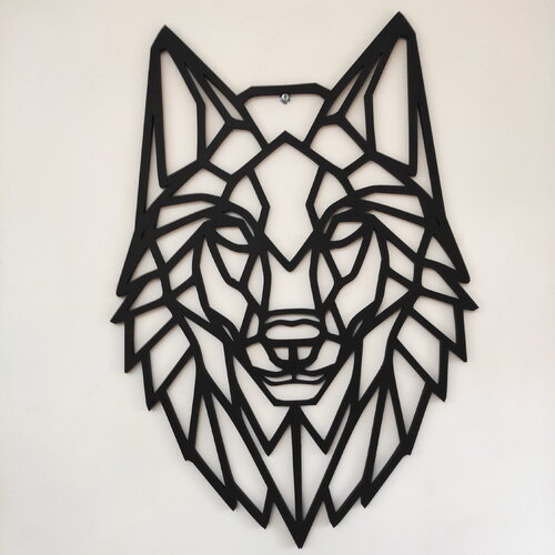 Décoration murale noire loup origami