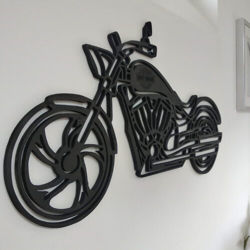 Décoration murale noire moto harley d origami